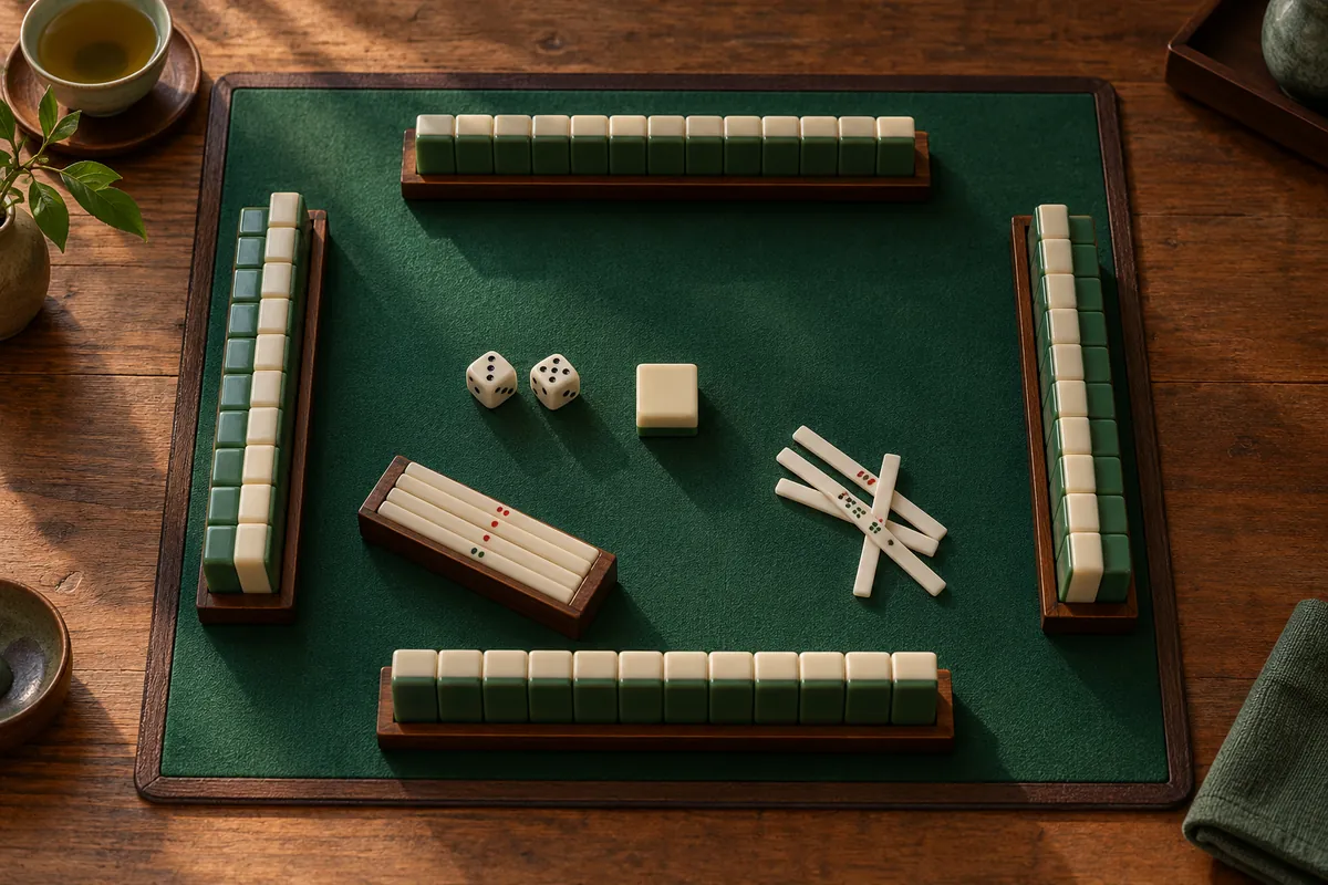 Tapete y accesorios de mahjong